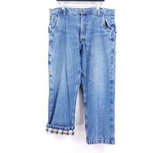 Polar King Flannel Lined Mens Jeans Size 40x30 Light Wash Straight Leg